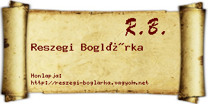 Reszegi Boglárka névjegykártya